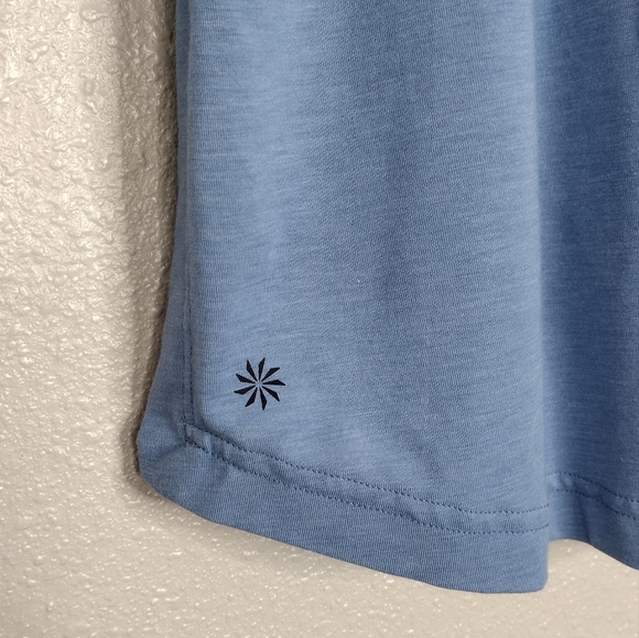 Athleta Inspire Slate Blue Relaxed Fit Oversized 3/4 Sleeve Tee Sz S - Picture 9 of 16